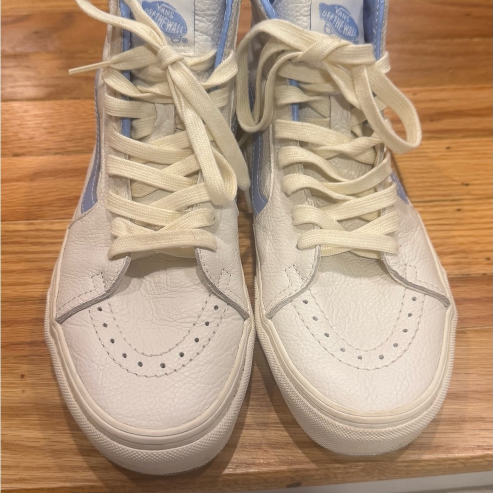 Vans White and Light Blue Sneakers